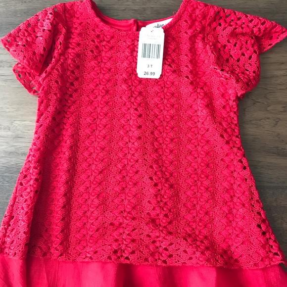 NWT Red 3T squiggle lace dress - Picture 2 of 2